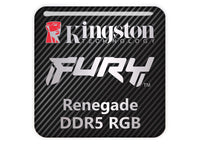 Kingston FURY Renegade DDR5 RGB RAM 1"x1" Chrome Effect Domed Case Badge / Sticker Logo