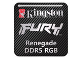 Kingston FURY Renegade DDR5 RGB RAM 1"x1" Chrome Effect Domed Case Badge / Sticker Logo