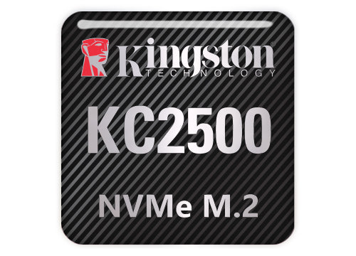 Kingston KC2500 NVMe M.2 SSD 1"x1" Chrome Effect Domed Case Badge / Sticker Logo