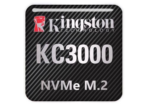 Kingston KC3000 NVMe M.2 SSD 1"x1" Chrome Effect Domed Case Badge / Sticker Logo