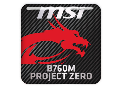 MSI B760M PROJECT ZERO Motherboard 1"x1" Chrome Effect Domed Case Badge / Sticker Logo