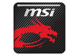 MSI Dragon 1"x1" Chrome Effect Domed Case Badge / Sticker Logo