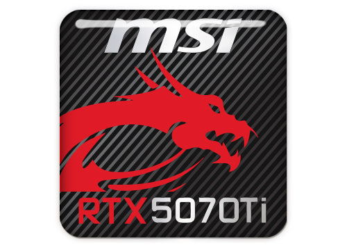 MSI GeForce RTX 5070 Ti 1"x1" Chrome Effect Domed Case Badge / Sticker Logo