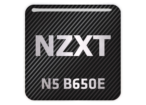 NZXT N5 B650E Motherboard 1"x1" Chrome Effect Domed Case Badge / Sticker Logo