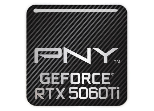 PNY GeForce RTX 5060 Ti 1"x1" Chrome Effect Domed Case Badge / Sticker Logo