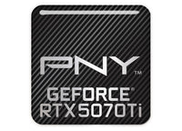 PNY GeForce RTX 5070 Ti 1"x1" Chrome Effect Domed Case Badge / Sticker Logo