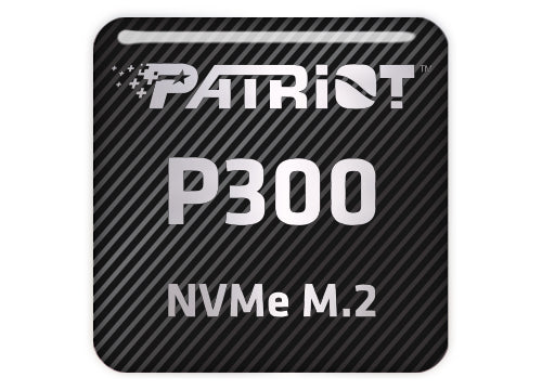 Patriot P300 NVMe M.2 SSD 1"x1" Chrome Effect Domed Case Badge / Sticker Logo