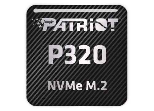 Patriot P320 NVMe M.2 SSD 1"x1" Chrome Effect Domed Case Badge / Sticker Logo