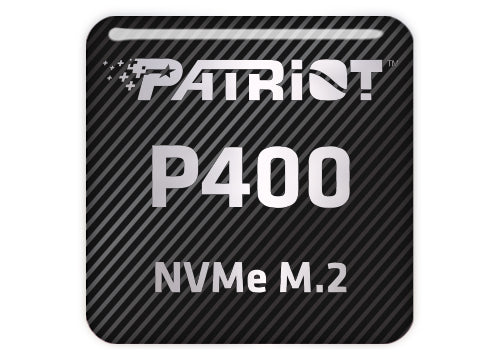 Patriot P400 NVMe M.2 SSD 1"x1" Chrome Effect Domed Case Badge / Sticker Logo
