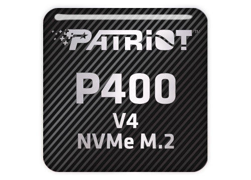 Patriot P400 V4 NVMe M.2 SSD 1"x1" Chrome Effect Domed Case Badge / Sticker Logo