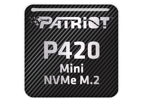 Patriot P420 Mini NVMe M.2 SSD 1"x1" Chrome Effect Domed Case Badge / Sticker Logo