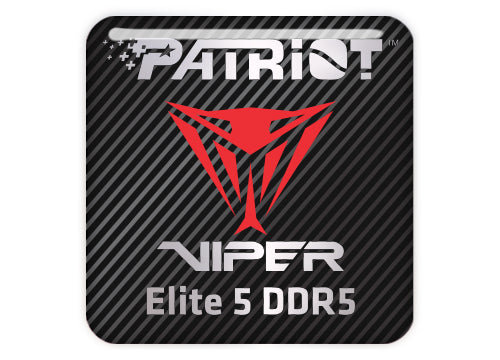 Patriot Viper Elite 5 DDR5 RAM 1"x1" Chrome Effect Domed Case Badge / Sticker Logo