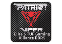 Patriot Viper Elite 5 TUF Gaming Alliance DDR5 RAM 1"x1" Chrome Effect Domed Case Badge / Sticker Logo