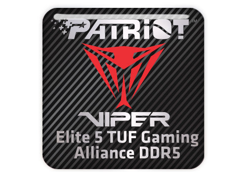 Patriot Viper Elite 5 TUF Gaming Alliance DDR5 RAM 1"x1" Chrome Effect Domed Case Badge / Sticker Logo