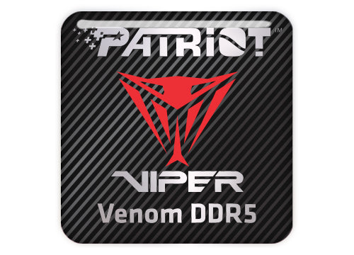 Patriot Viper Venom DDR5 RAM 1"x1" Chrome Effect Domed Case Badge / Sticker Logo