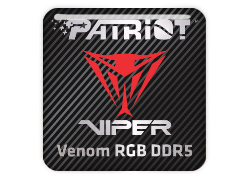 Patriot Viper Venom RGB DDR5 RAM 1"x1" Chrome Effect Domed Case Badge / Sticker Logo