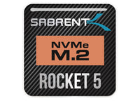 Sabrent Rocket 5 NVMe M.2 SSD 1"x1" Chrome Effect Domed Case Badge / Sticker Logo