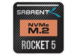 Sabrent Rocket 5 NVMe M.2 SSD 1"x1" Chrome Effect Domed Case Badge / Sticker Logo