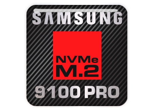 Samsung 9100 Pro NVME M.2 SSD 1"x1" Chrome Effect Domed Case Badge / Sticker Logo