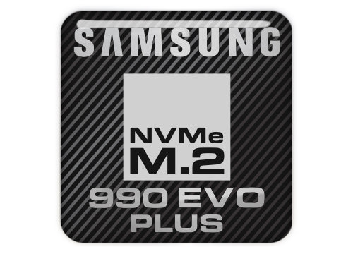 Samsung 990 EVO PLUS NVMe M.2 SSD 1"x1" Chrome Effect Domed Case Badge / Sticker Logo