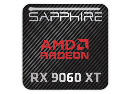 Sapphire AMD Radeon RX 9060 XT 1"x1" Chrome Effect Domed Case Badge / Sticker Logo