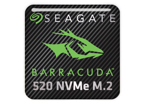 Seagate BarraCuda 520 NVMe M.2 SSD 1"x1" Chrome Effect Domed Case Badge / Sticker Logo