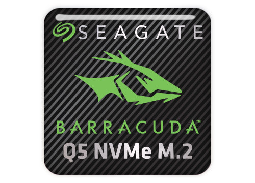 Seagate BarraCuda Q5 NVMe M.2 SSD 1"x1" Chrome Effect Domed Case Badge / Sticker Logo