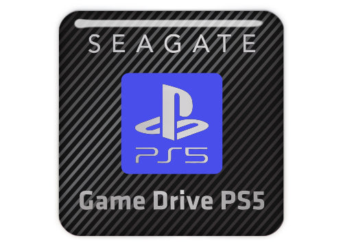 Seagate Game Drive PS5 NVMe Video Gaming SSD 1"x1" Chrome Effect Domed Case Badge / Sticker Logo