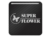 Super Flower 1"x1" Chrome Effect Domed Case Badge / Sticker Logo