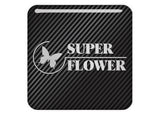 Super Flower 1"x1" Chrome Effect Domed Case Badge / Sticker Logo