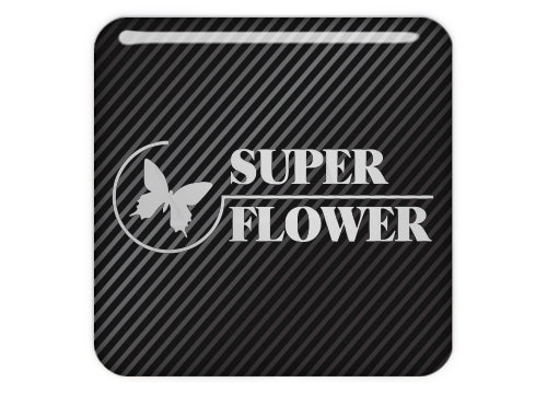 Super Flower 1"x1" Chrome Effect Domed Case Badge / Sticker Logo