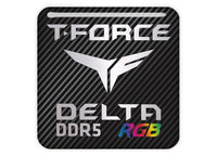 TeamGroup T-Force Delta RGB DDR5 RAM 1"x1" Chrome Effect Domed Case Badge / Sticker Logo
