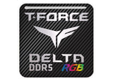TeamGroup T-Force Delta RGB DDR5 RAM 1"x1" Chrome Effect Domed Case Badge / Sticker Logo