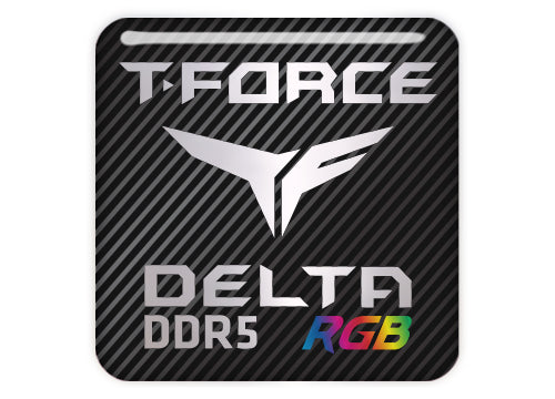 TeamGroup T-Force Delta RGB DDR5 RAM 1"x1" Chrome Effect Domed Case Badge / Sticker Logo