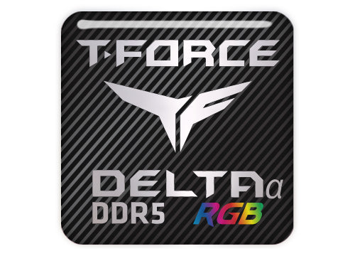 TeamGroup T-Force DELTAα RGB DDR5 RAM 1"x1" Chrome Effect Domed Case Badge / Sticker Logo