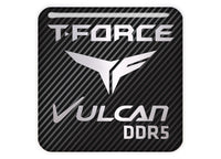 TeamGroup T-Force Vulcan DDR5 RAM 1"x1" Chrome Effect Domed Case Badge / Sticker Logo