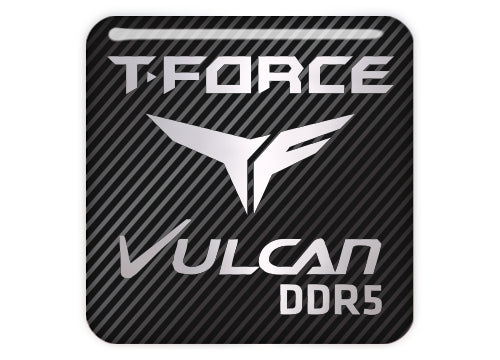 TeamGroup T-Force Vulcan DDR5 RAM 1"x1" Chrome Effect Domed Case Badge / Sticker Logo