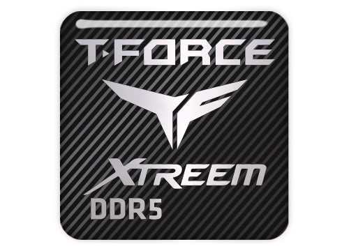 TeamGroup T-Force XTREEM DDR5 RAM 1"x1" Chrome Effect Domed Case Badge / Sticker Logo