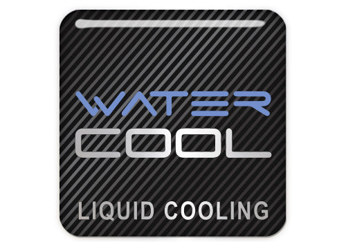 Watercool Liquid Cooling 1"x1" Chrome Effect Domed Case Badge / Sticker Logo