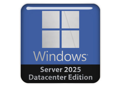 Windows Server 2025 Datacenter Edition 1"x1" Chrome Effect Domed Case Badge / Sticker Logo