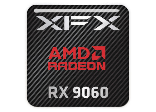 XFX AMD Radeon RX 9060 1"x1" Chrome Effect Domed Case Badge / Sticker Logo