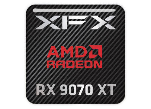 XFX AMD Radeon RX 9070 XT 1"x1" Chrome Effect Domed Case Badge / Sticker Logo