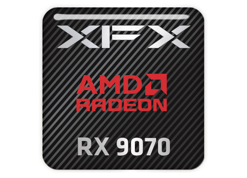 XFX AMD Radeon RX 9070 1"x1" Chrome Effect Domed Case Badge / Sticker Logo