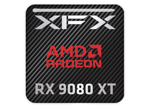 XFX AMD Radeon RX 9080 XT 1"x1" Chrome Effect Domed Case Badge / Sticker Logo