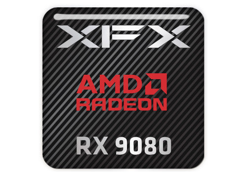 XFX AMD Radeon RX 9080 1"x1" Chrome Effect Domed Case Badge / Sticker Logo