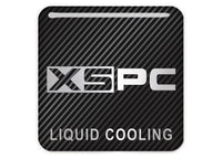 XSPC Liquid Cooling 1"x1" Chrome Effect Domed Case Badge / Sticker Logo