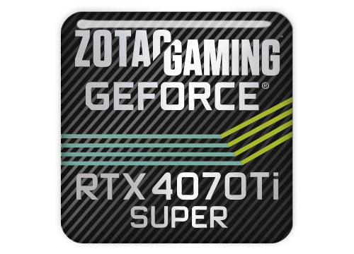 Zotac GeForce RTX 4070 Ti SUPER 1"x1" Chrome Effect Domed Case Badge / Sticker Logo