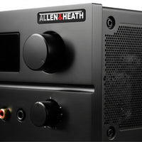 Insignia/logotipo adhesivo de caja abovedada con efecto cromado de Allen &amp; Heath de 2"x0,5"
