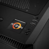 Insignia/logotipo adhesivo de caja abovedada con efecto cromado de AMD Ryzen de 1"x1"