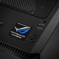 Asus Republic of Gamers Insignia/logotipo adhesivo de caja abovedada con efecto cromado en negro y azul de 1"x1"